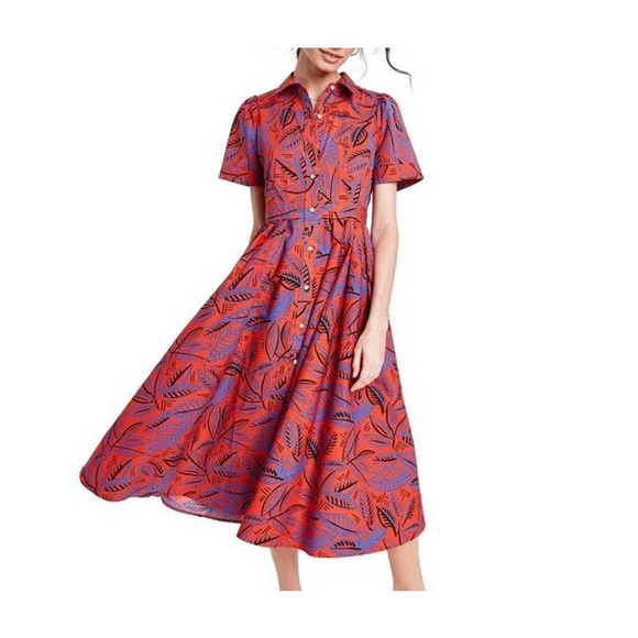 Alexis x Target Vintage Style Tropical Leaf Shirt Dress - Picture 2 of 12